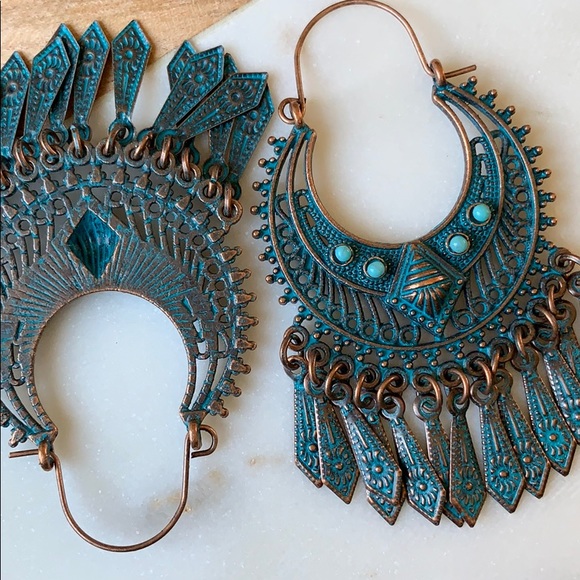 BOGO! Bohemian Ornate Semicircle Earrings - Picture 5 of 6